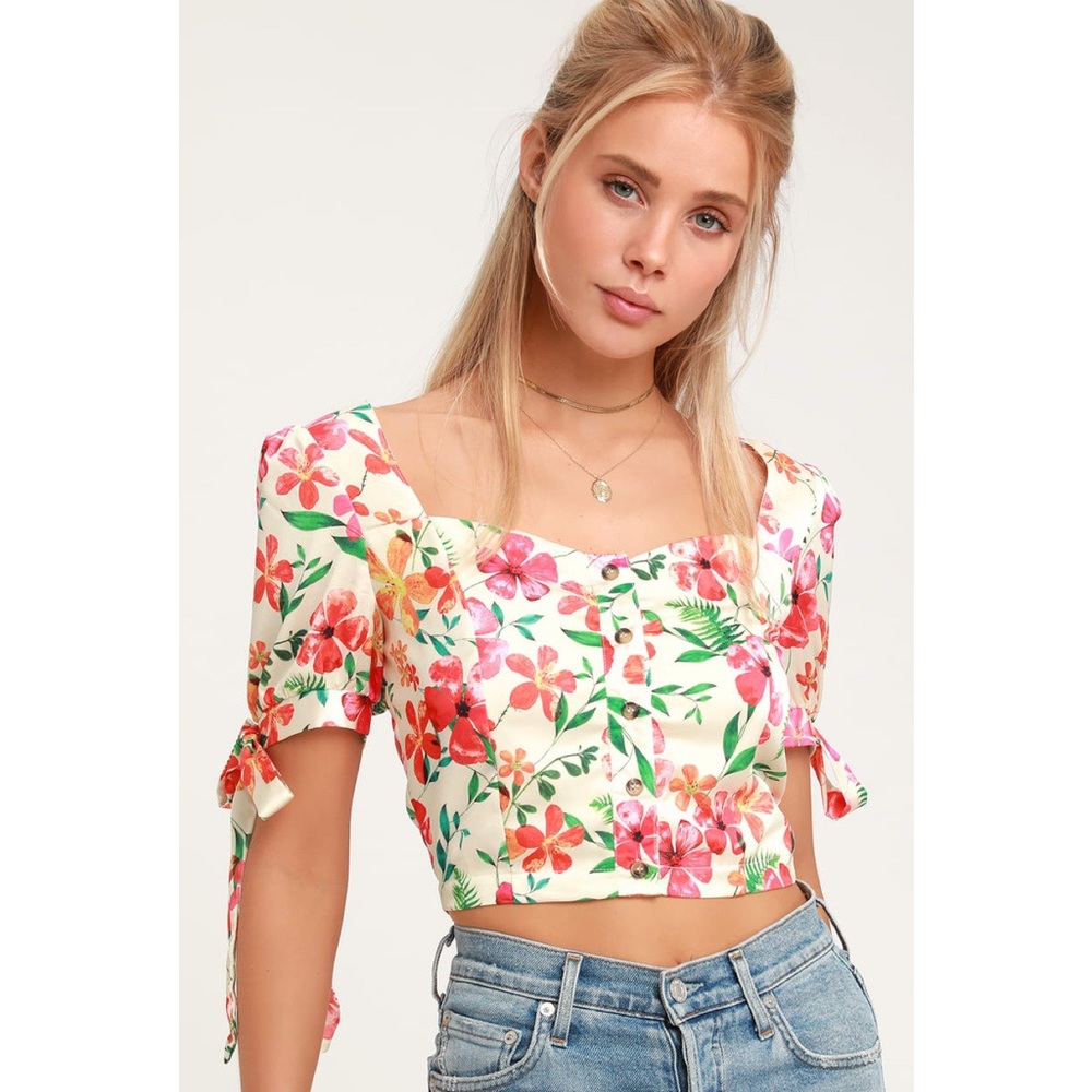 'Still Flourishing' Vibrant Floral Crop Top